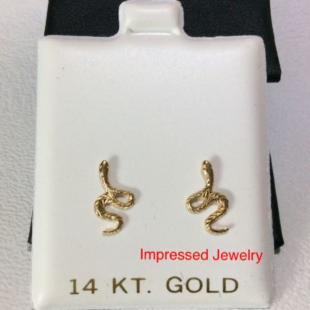 - 14k Real gold snake stud earrings